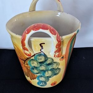 Beautiful vintage Hand-painted Multi Color Basket Vase